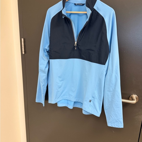 Cutter & Buck men’s L worn once Blue and Black 3/4 pullover see desc in photos - Picture 2 of 13
